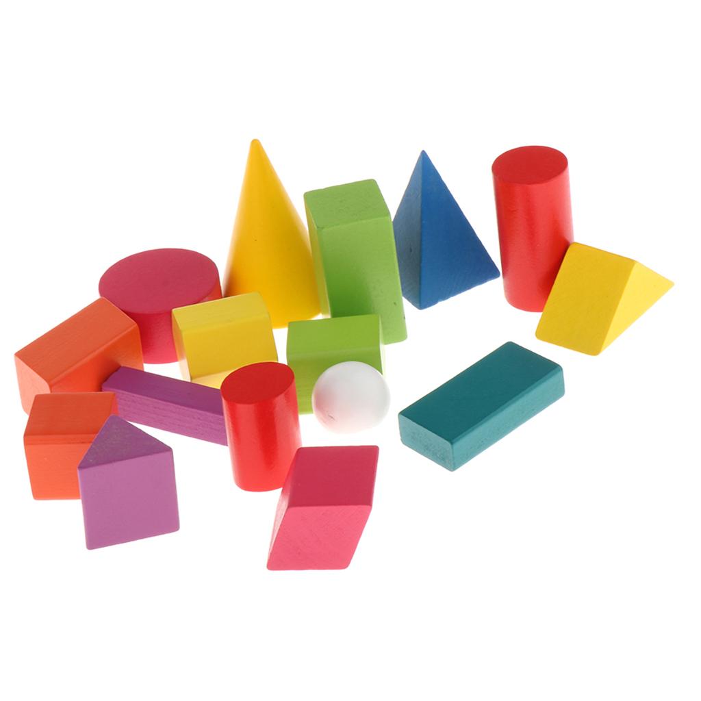 16pc Math Manipulatives Geometry Set Blocks for Kids Preschool Learning Toys