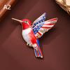 1Pcs Chinoiserie Blue White Porcelain Hummingbird Brooch Shiny Rhinestone Lapel Pin Unique Gift for Female Friends