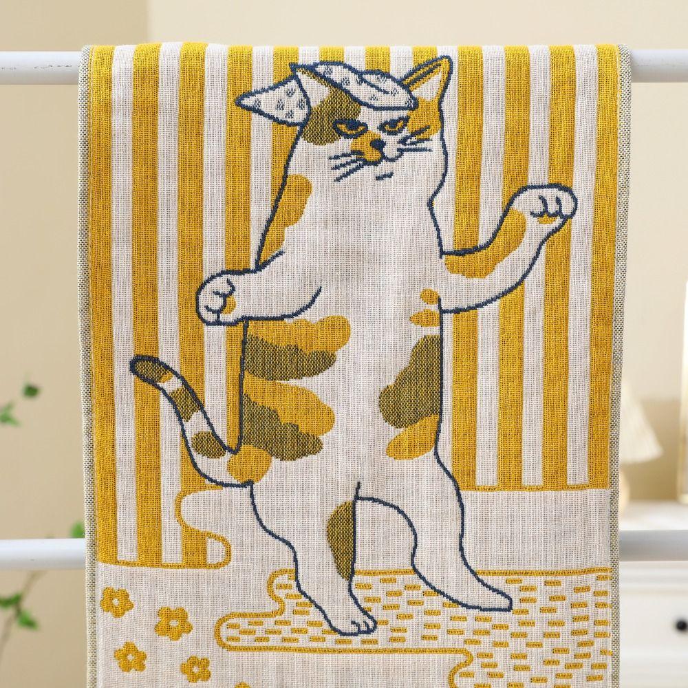 34x74cm Face Towels Cartoon Cat Bath Towel Cute Pure Cotton Dish Cloth for Kids Children