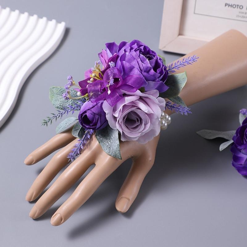 Elegant Silk Floral Arrangements Brooch/ Wrist Flower For Wedding Bridesmaid Bridal Party Decoration