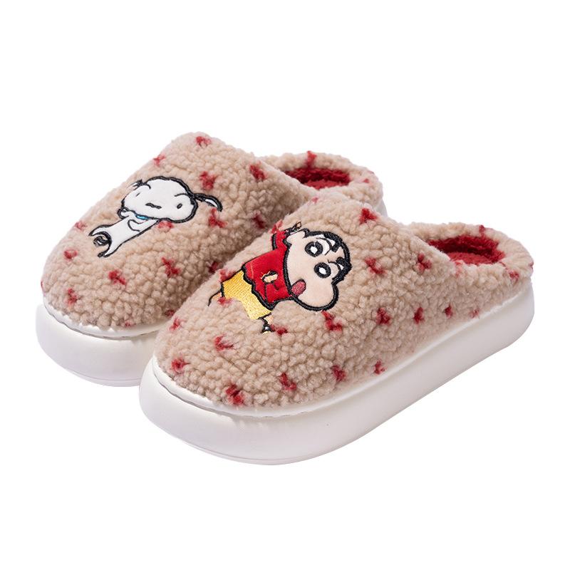 Genuine IP joint name Mingsheng crayon small new cotton slippers winter couple home warm cartoon Mao Mao shoes