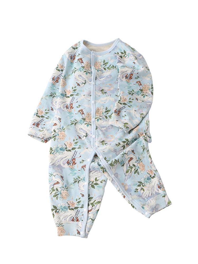 Unisex Baby Wool-Silk Romper: Warm, Padded Autumn-Winter Crawling Suit for Newborns