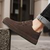 Men's Shoes Suede Leather Casual Shoes Fashion Lace Up Sneakers Comfortable Man Walking Shoe Loafers Outdoor Platform Work Shoes