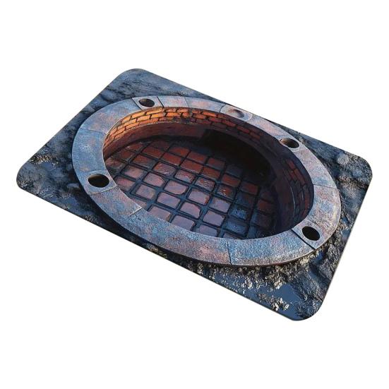3D Optical Illusion Rug Endless Abyss Floor Mat Depth Manhole Entrance Rug Non-Slip Doormat for Bathroom Living Room Playroom Decoration