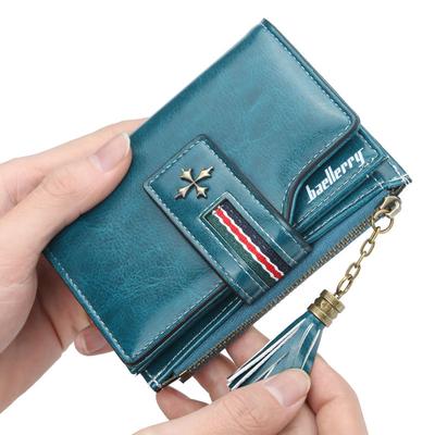 Frauen Mode Kurze Bifold Brieftasche Pu Leder Quaste Zipper Kartenhalter Damen Multi-karte Geldbörse