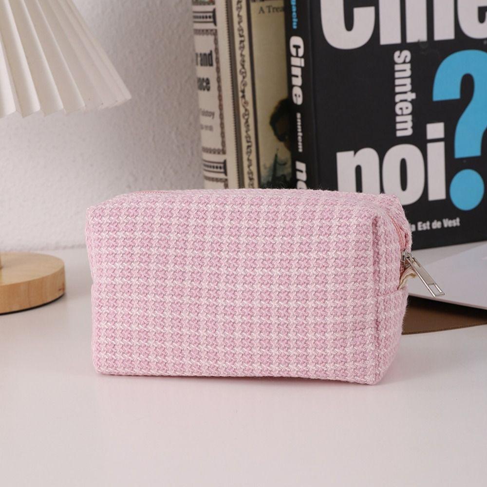 Kawaii Cosmetic Storage Bag Large Capacity Pen Box Durable Woven Pencil Case  Student Supplies