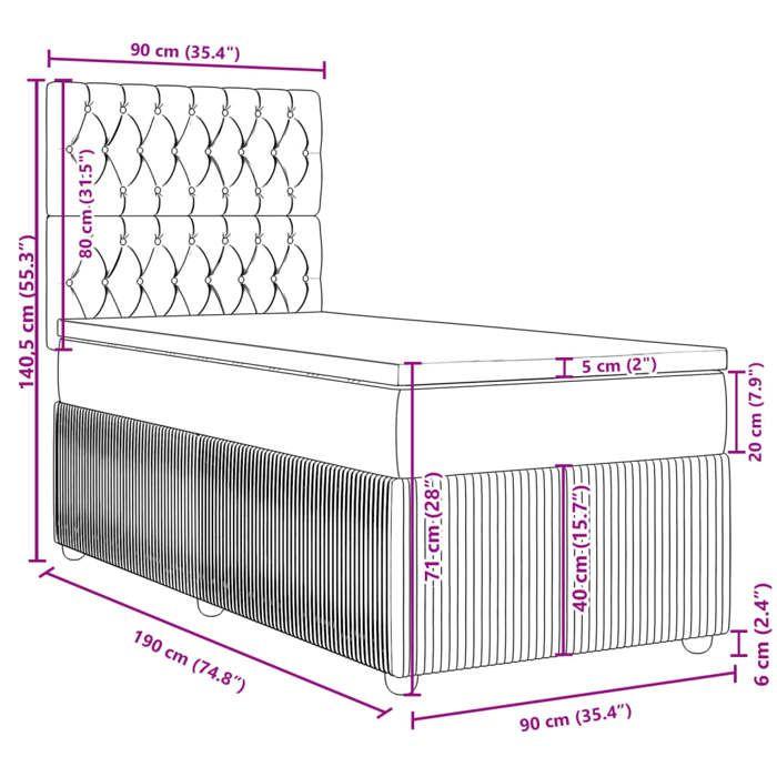 VidaXL Slatted Bed Base and Mattress Cream 90x190 Cm Fabric 3294223