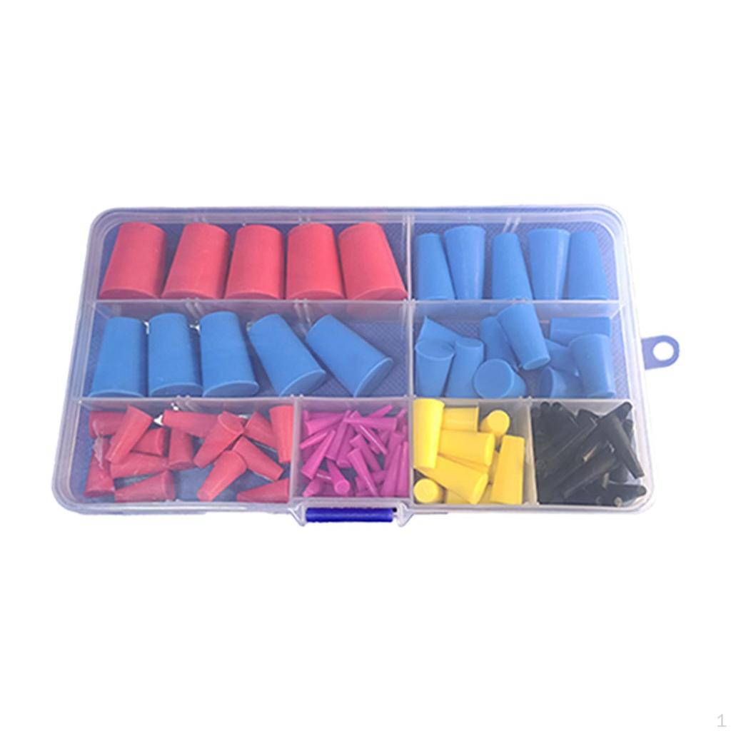 100Pcs Silicone Rubber Tapered Adapter,8 Sizes with Box Long Service Life High Temp Resistant