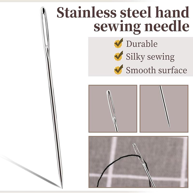 20cs Large Eye Leather Sewing Needles with Clear Bottle Stainless Steel Large Eye Needles Knitting Needles Embroidery Needles