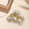 Sweet Mini Round Faux Pearls Hair Clip Non-slip Cross Teeth Back Head Small Hair Claw Styling Hair Accessories