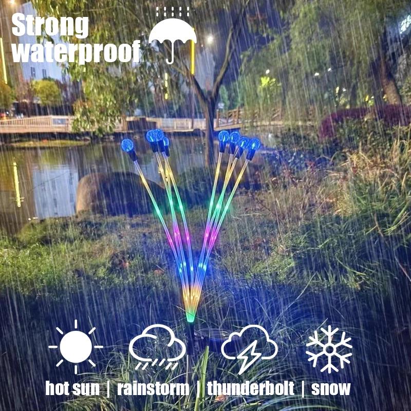 

2Pcs 8-Head Solar Powered Firefly Light 2 Modes Landscape Garden Lawn Decorative Ground Light Colorful Light