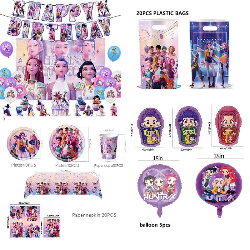 D-Demon H-Hunters Disposable Party Cutlery Set Flag Pulling Outdoor Picnic Supplies Birthday Party Decor Korean Kpop Anime Party