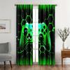 Game Controller - 3D Game Controller Design, Black and Fluorescent Green Hexagonal Printed Curtains, Home Decoration