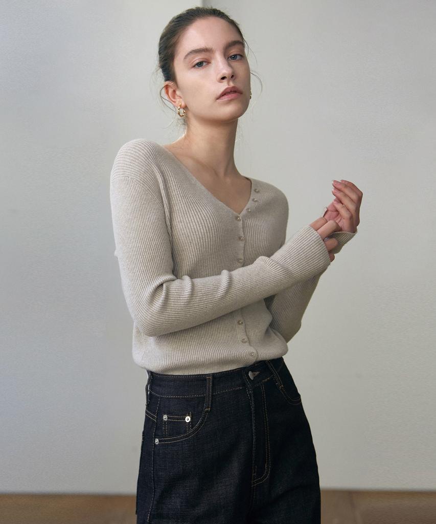 Nick&Nicole Button Slim Knit Cardigan_Black