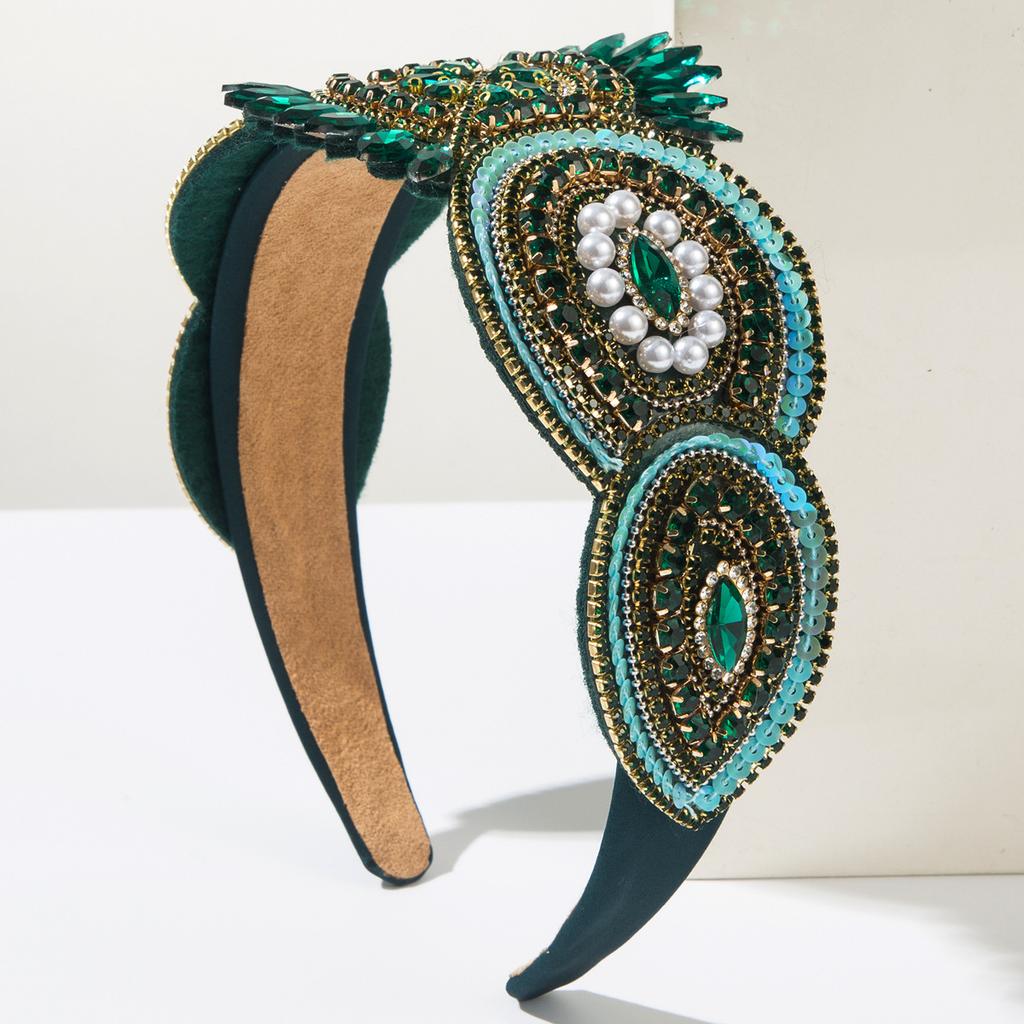 Hochwertiges Barock-Stirnband Strass Perle Pailletten Haarschmuck für Damenparty Glänzendes Haarband Haarreif Mädchen Kopfschmuck