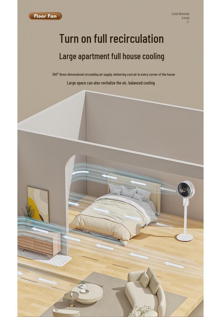 Retractable Indoor Oscillating Fan: Space-Saving, Powerful Wind, Ideal for Home Use