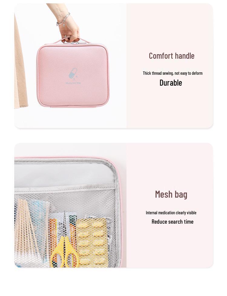 Large Capacity Outdoor & Home First Aid Kit - Portable Handheld Fabric Storage Box for Travel, Epidemic Prevention, Car & Student Use