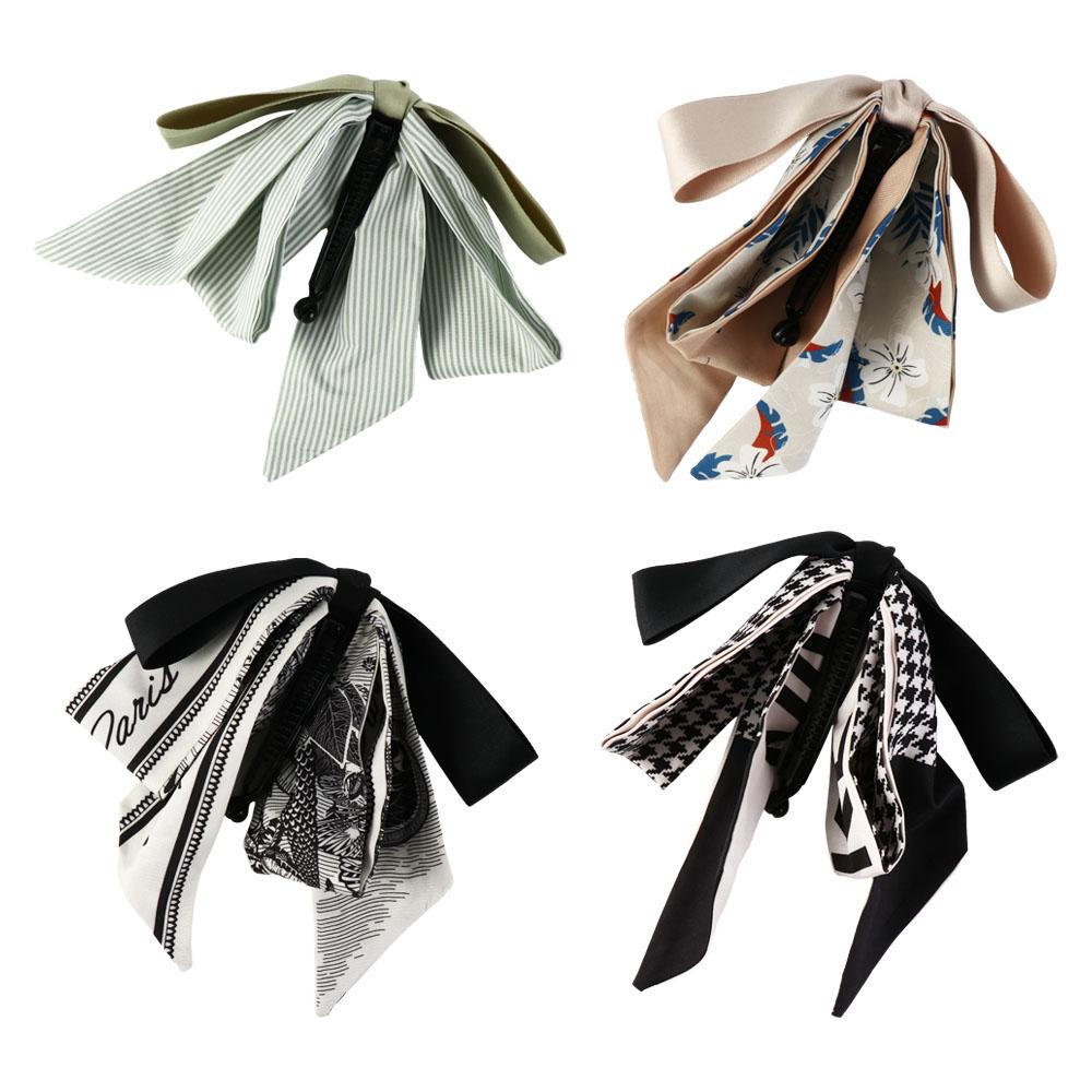 

Ribbon Bowknot Hair Clip Hairpin Vertical Clip Elegant Hair Claw Ponytail Holder A