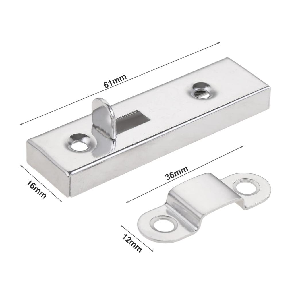 1pc Door Window Security Bolt Button Open Lock Latch Home Hardware with Screws 61*16mm Metal Silver
