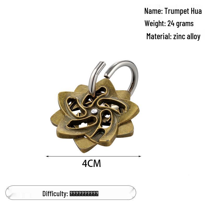 Zinc Alloy Kongming Puzzle Lock: Disentanglement Ring Educational Toy