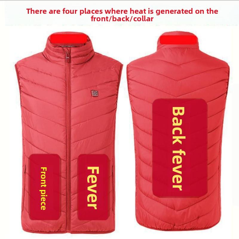 Iarnă Nou Vestă Bărbați Guler Înalt Încălzire 9 Zone Vestă Electrică Încălzită Bumbac Încălzire Inteligentă Temperatură Constantă Jachetă Termică