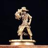 Solid Brass Dance Cowboy Figurines Miniatures Vintage Metal Characters Model Statue Desktop Toy Ornament Decorations Collections