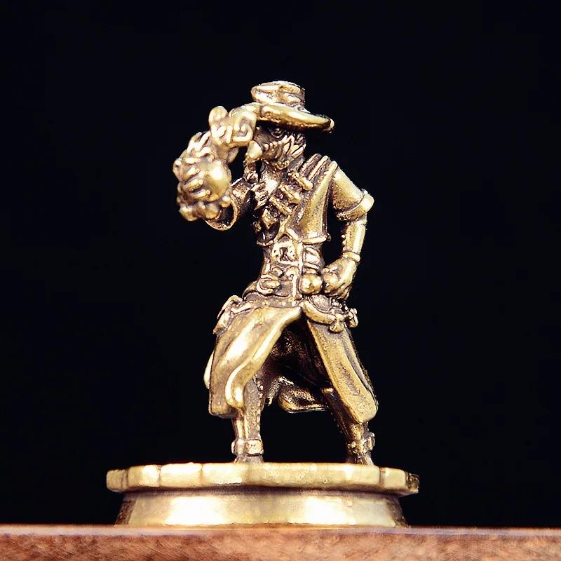 Solid Brass Dance Cowboy Figurines Miniatures Vintage Metal Characters Model Statue Desktop Toy Ornament Decorations Collections