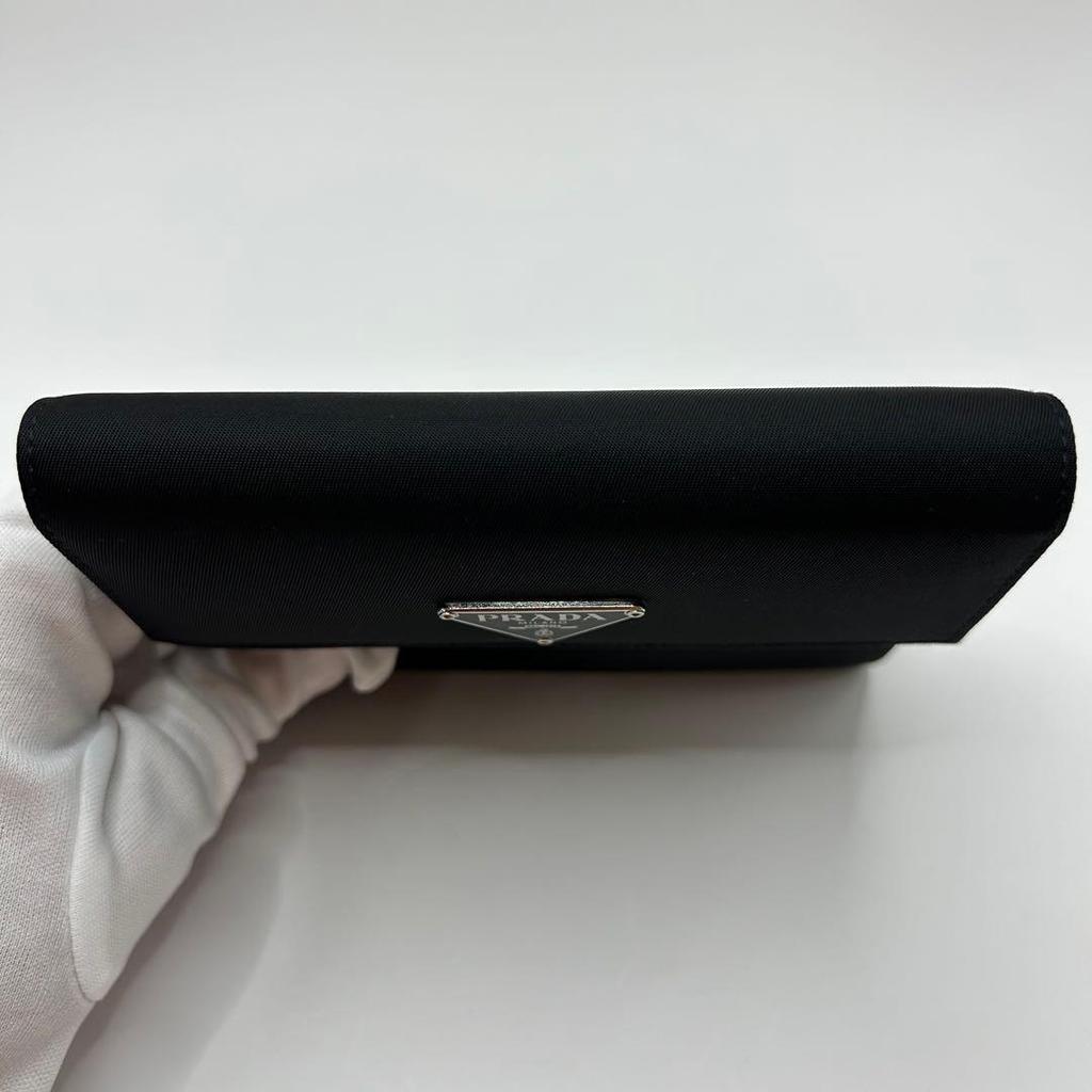 Used Excellent Condition PRADA Trifold Wallet Nylon Triangle Logo Saffiano