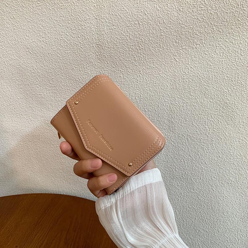 

Женский короткий кошелек с несколькими отделениями для карт, однотонный кошелек для мелочи, короткий складной кошелек-визитница