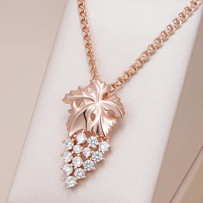 

Подвеска-ожерелье из натурального циркона с подвеской в виде грозди винограда из кристаллов розового золота; повседневный аксессуар в винтажном стиле, подходящий для ежедневной носки женщинами.