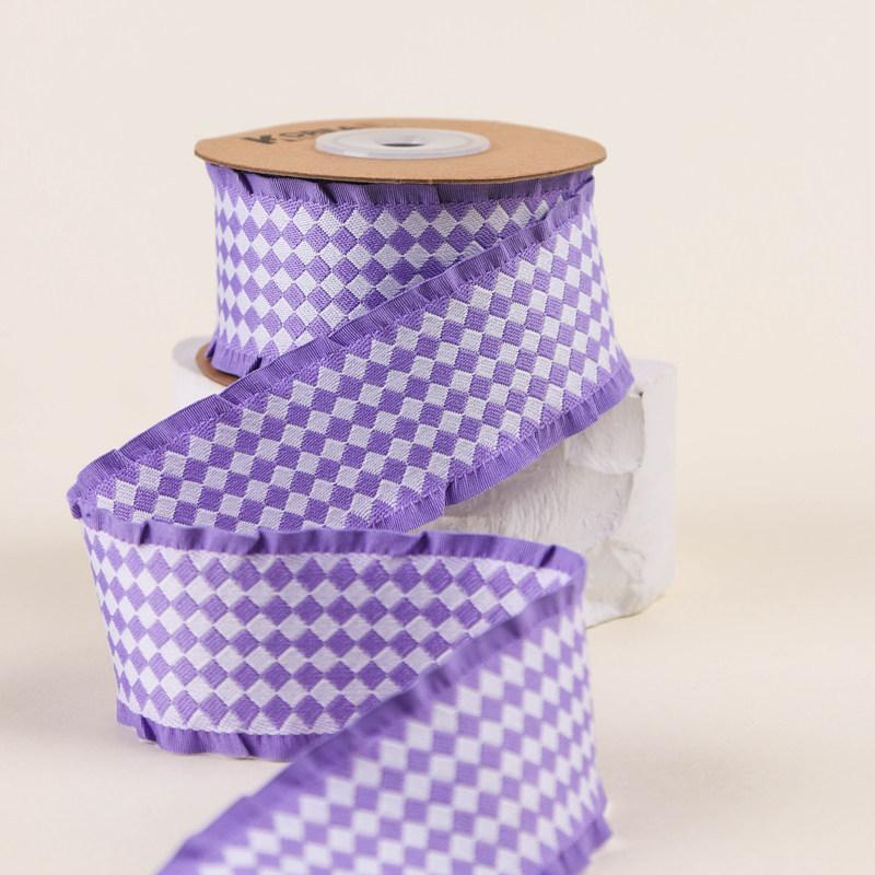 High Quality Black Border Stereo Double-Color Checked Fabric Ribbon Luxury Bow Hair Accessories and Gift Wrapping DIY Ribbon