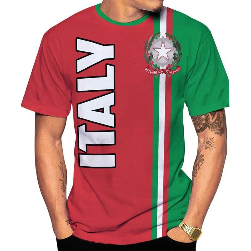 Italy Flag Graphic Men's T-shirts 3D Print Italian National Emblem T-shirts Streetwear Oversized Short Sleeve Tops