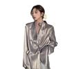 Niche Design Women's Satin Blazer - Double-Breasted, High-End Korean Fashion for Spring & Autumn 2025