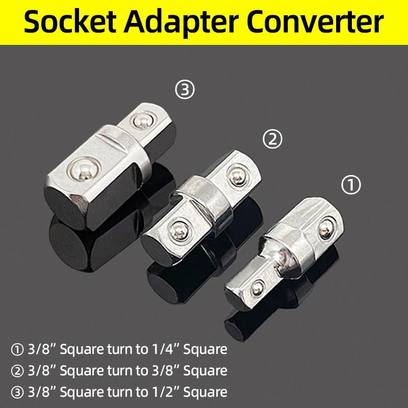 Double Square Head Socket Adapter Converter Reducer Set 1/4 3/8 1/2 Impact Drive Ratchet Wrench Socket Adaptor Repair Hand Tool
