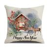 New Year Cartoon Christmas Decorations Christmas Pillowcase Pillow Cover Polyester Cushion Cover