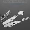 Multi Strumento Portatile Picnic Campo Cucchiaio Piega Spork Forchetta Posate Da Tavola Coltello Posate Bottiglia Apriscatole Multitool All'aperto