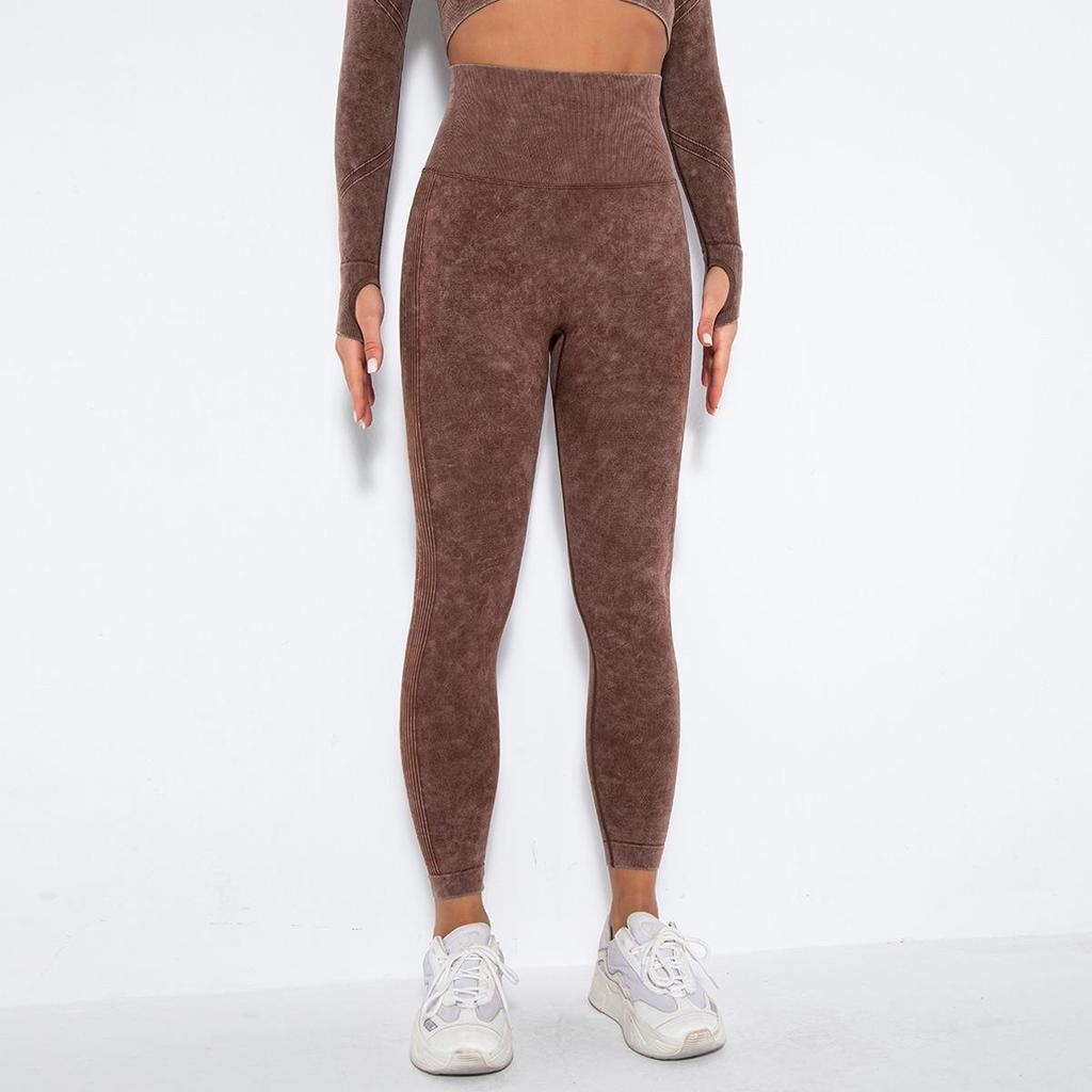 Seamless Frosted Yoga Set: Long Sleeve & High Waist Pants for Women