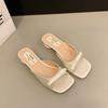 Designer Open Toe Low Heel Women Slippers Cute Butterfly-knot Dress Slides 2026 Summer Women's Vacation Shoes