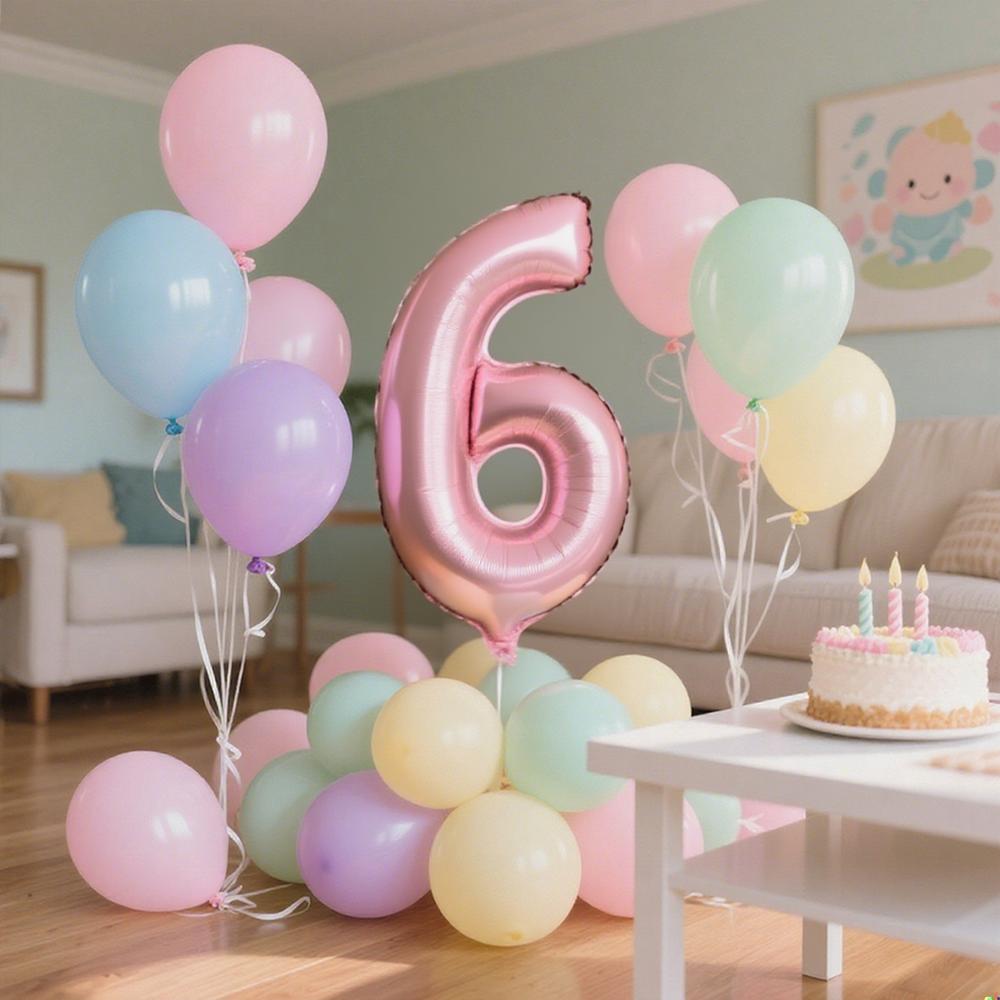 40inch Pink Number Foil Balloons Set Happy Birthday Party Decorations Kids Girl 1-9 Year Old Macaron Colored Balloon