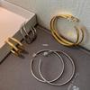 2025 Luxury 999 Pure Silver & Gold Large Hoop Earrings - Elegant, Feminine Design