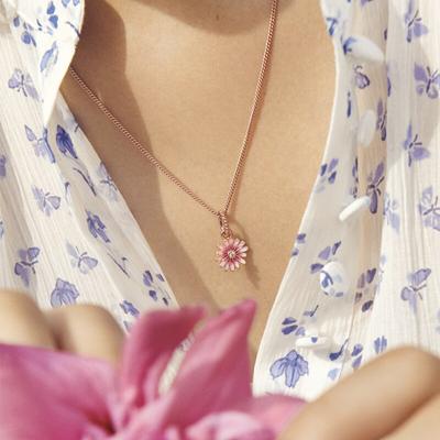 S925 Sterling Silver Colorful Necklace Clavicle Fashion Elegant Women's High Jewelry Charm Pendant