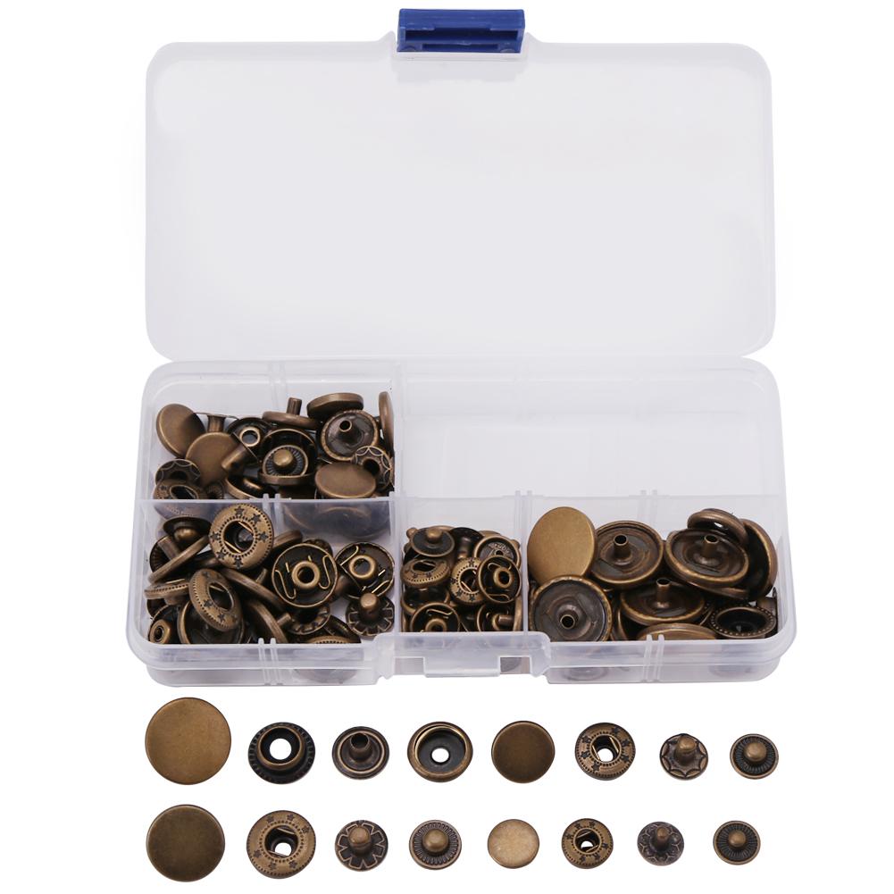 40 Sets Press Stud Snap Button Popper Fastener Leather Jeans Accessories Base Tools W Case