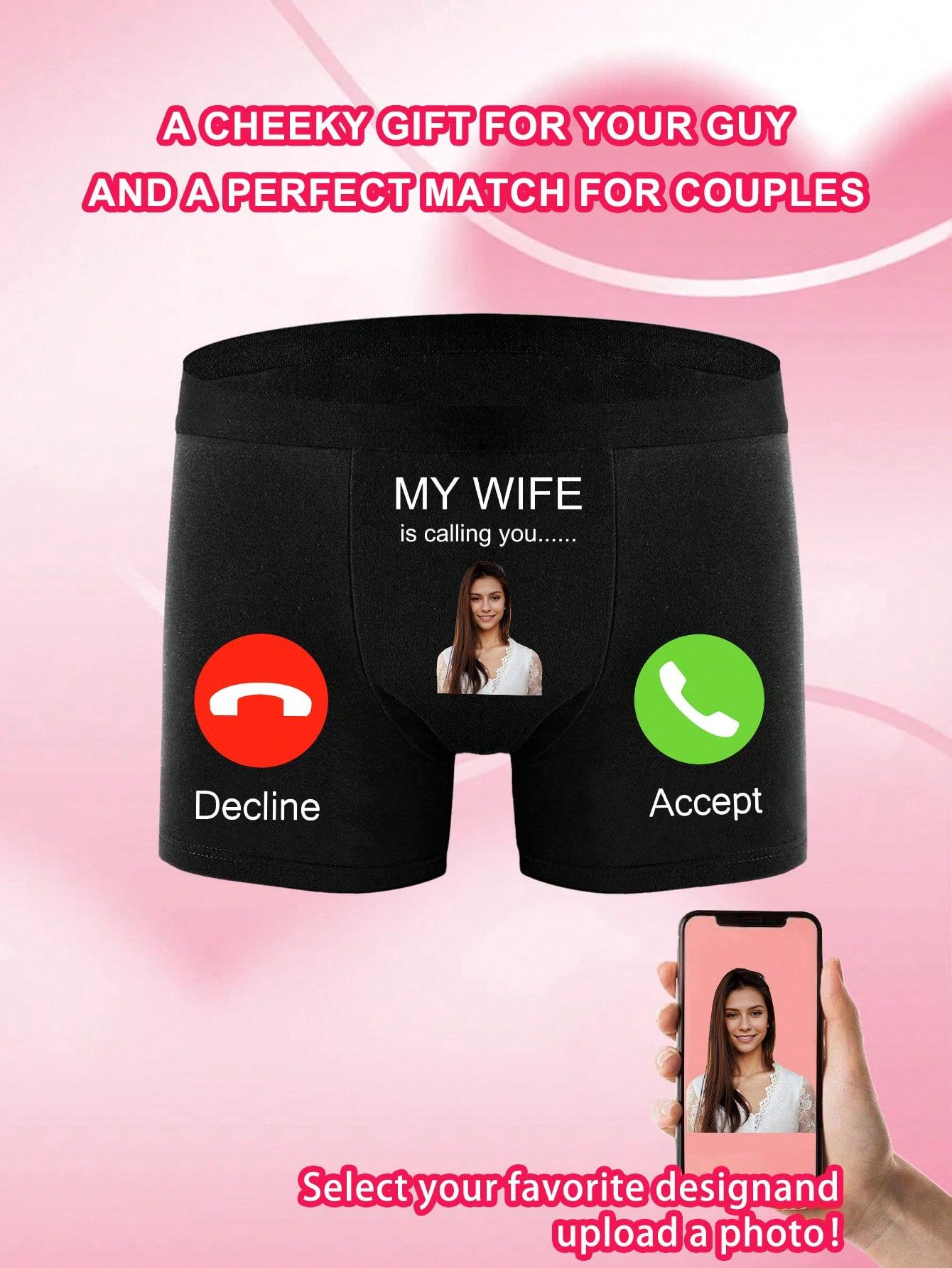 

Мужские трусы-боксеры с индивидуальным рисунком «Моя жена зовет тебя», эластичное, мягкое, удобное персонализированное нижнее белье, идеальный подарок для парня/мужа XL чёрный