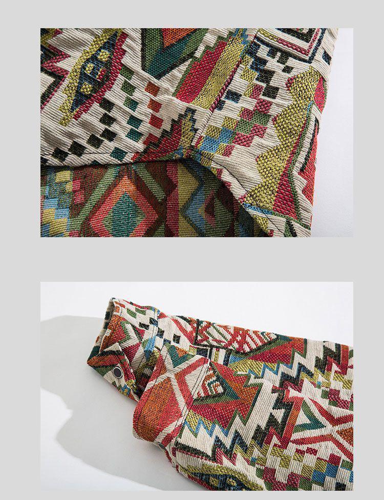 Cămașă bărbătească cu mânecă lungă, stil retro cubanez vintage - stil etnic japonez pentru toamnă și iarnă