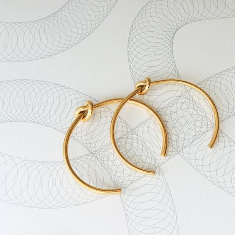 Βραχιόλια 3,5 χιλιοστών μοντέρνα, στρογγυλά βραχιόλια με μανσέτα ανοιχτού κόμπου για γυναίκες Κομψά χρυσά κοσμήματα Noeud περιβραχιόνιο Pulseiras