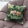Cute Kittens Tropical Leaves Throw Pillow Covers Pattern Cushion Cover Suitable For Sofa Bedroom Car Pillow Cover