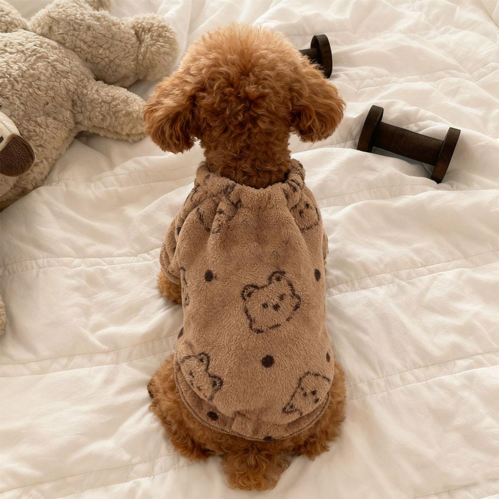 Pet Autumn Winter Cotton-padded Clothes Warm Dog Double Sided Velvet Pajamas Teddy Plush Vest for 2-8kg Small Medium Dogs