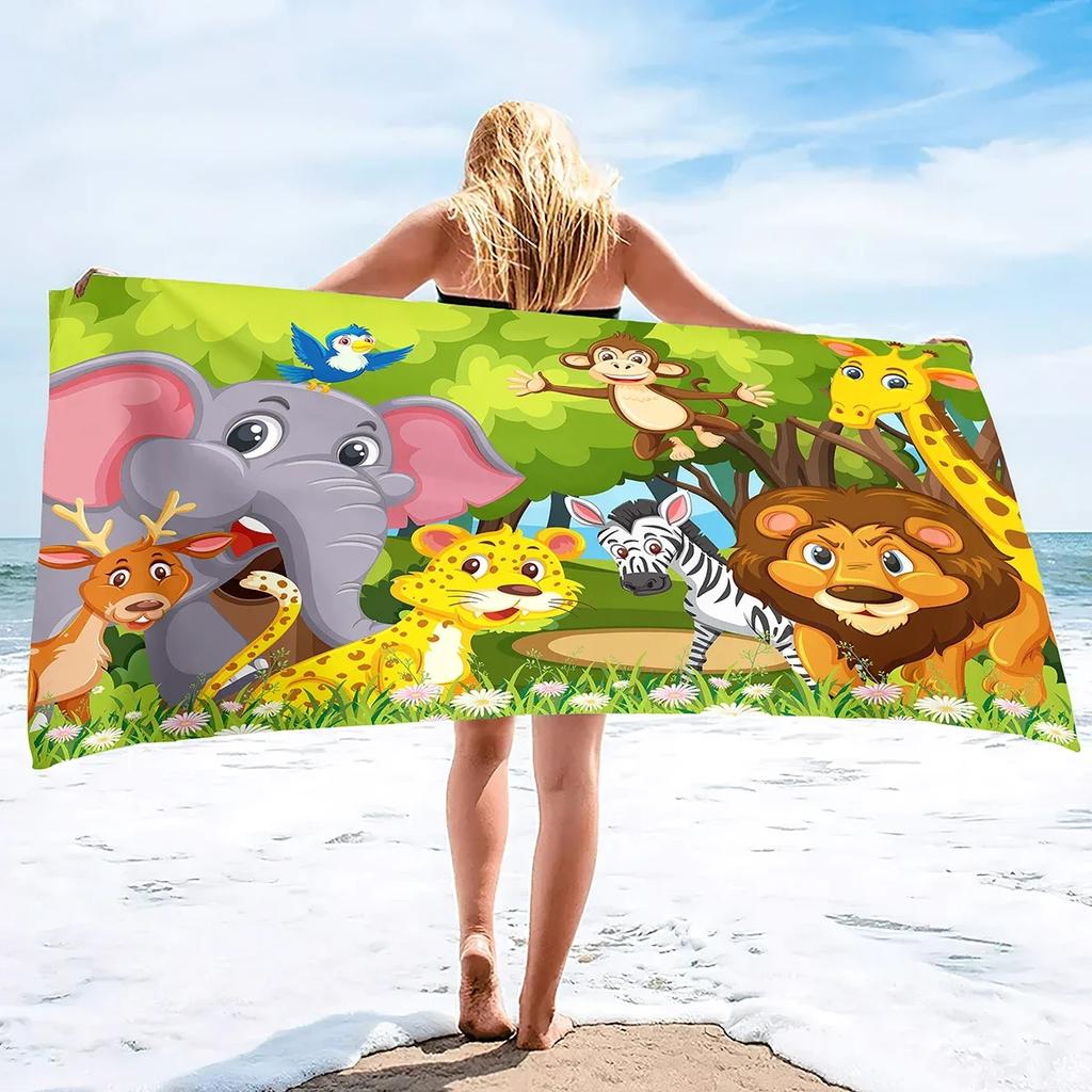 Funny Zoo Microfiber Beach Towels Oversized Super Soft Bath Towels Quick Dry Sand Free Water Absorbent Towel for Kids Boys Girls