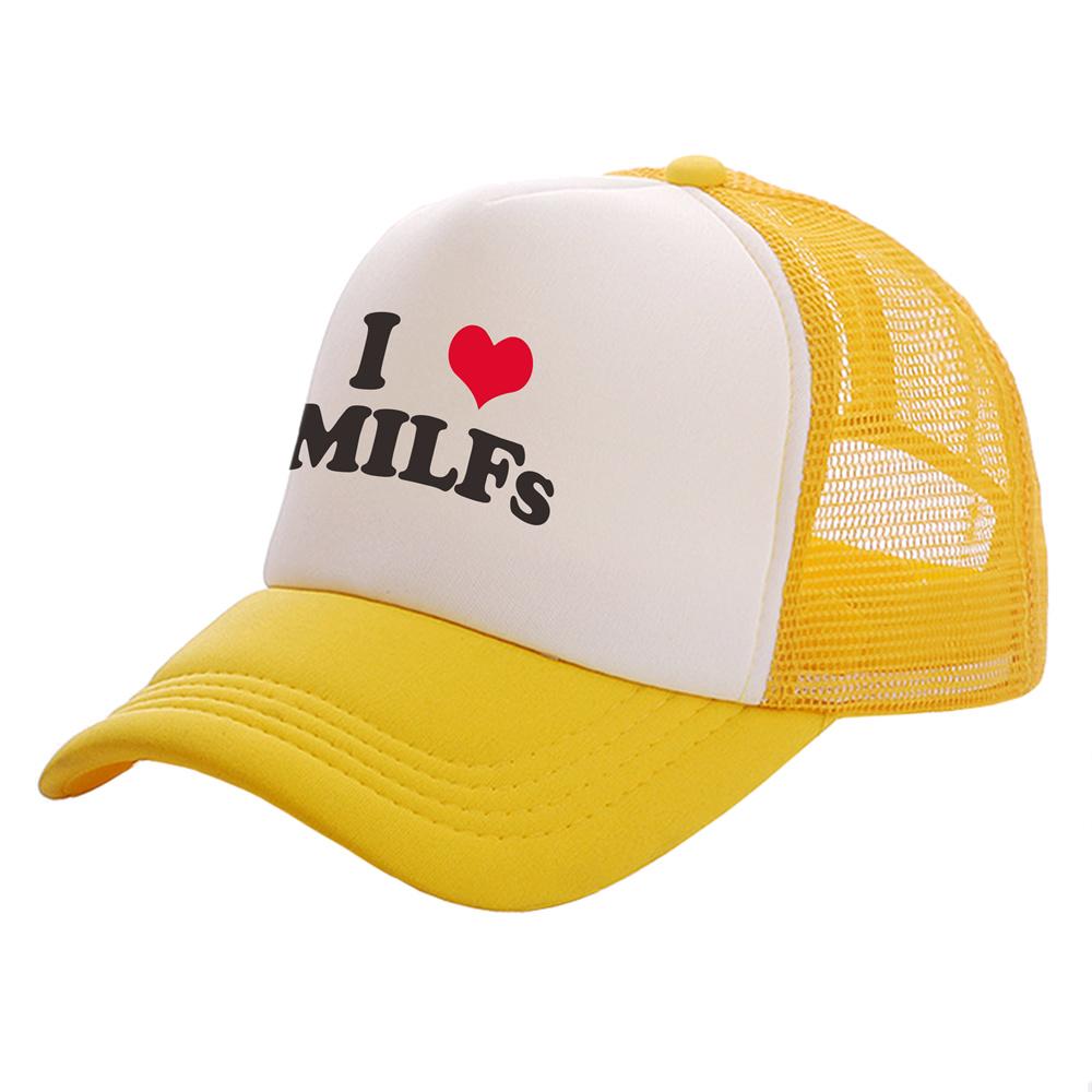 Amo le MILF Cappellini da camionista Unisex Divertenti Cappello con Umorismo Cappellino da baseball Fresco Estivo Rete Traspirante Unisex Cappellini MZ