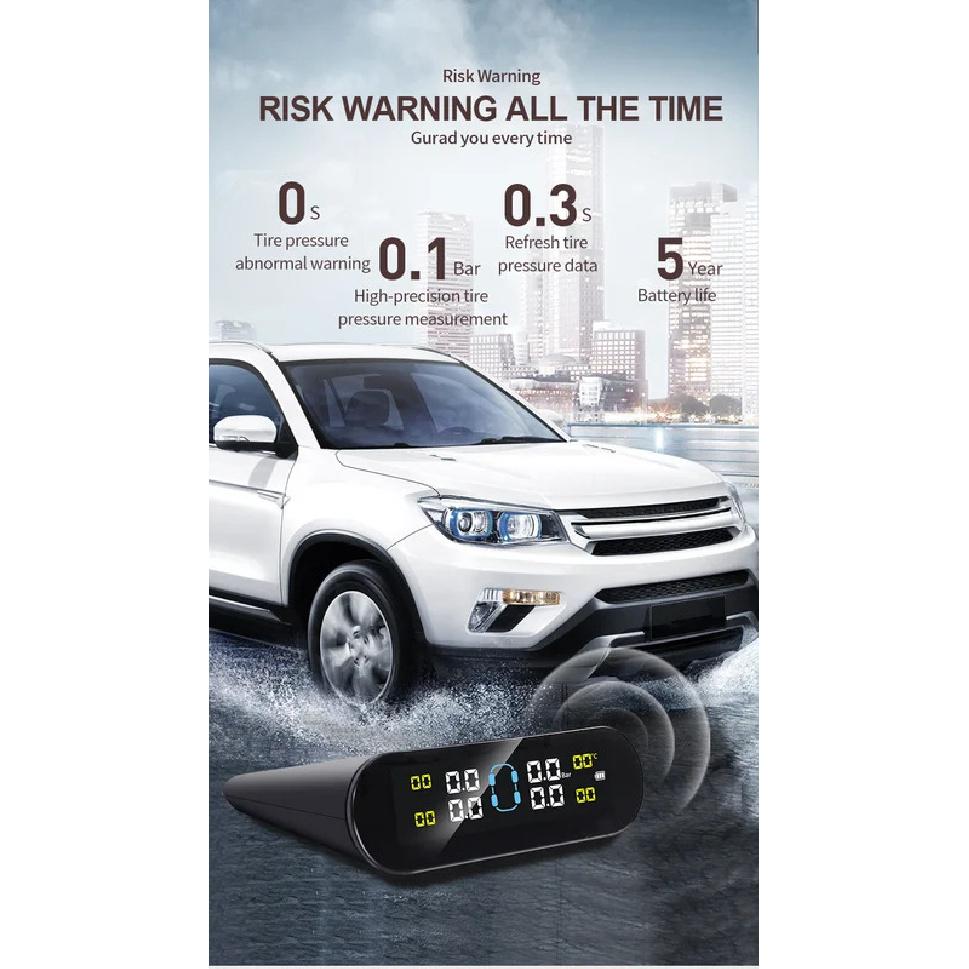 Tire Pressure Monitoring System Temperature Warning Fuel Save With 4 External Sensors Solar TPMS Car Tyre Pressure Monitor